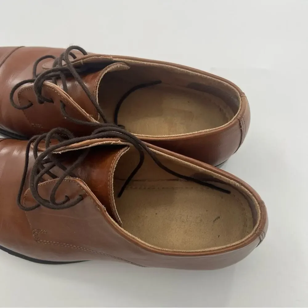 Vero Cuoio Men’s Tan Brown Leather Loathers Round Toe Lace Up Shoes Oxford